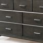 58" Gray Solid and Manufactured Wood Seven Drawer Triple Dresser