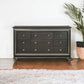 66" Gray Solid and Manufactured Wood Nine Drawer Triple Dresser