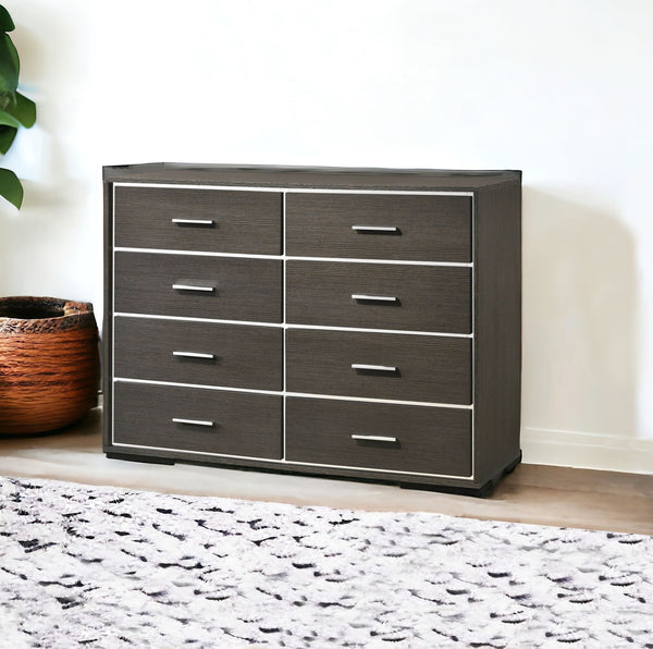 57 Gray Solid and Manufactured Wood Eight Drawer Double Dresser