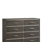 57" Gray Solid and Manufactured Wood Eight Drawer Double Dresser