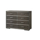 57" Gray Solid and Manufactured Wood Eight Drawer Double Dresser