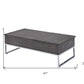 47" Chrome And Gray Oak Rectangular Lift Top Coffee Table
