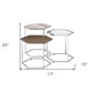 17" Chrome And Taupe Manufactured Wood And Metal Hexagon Nested Coffee Tables