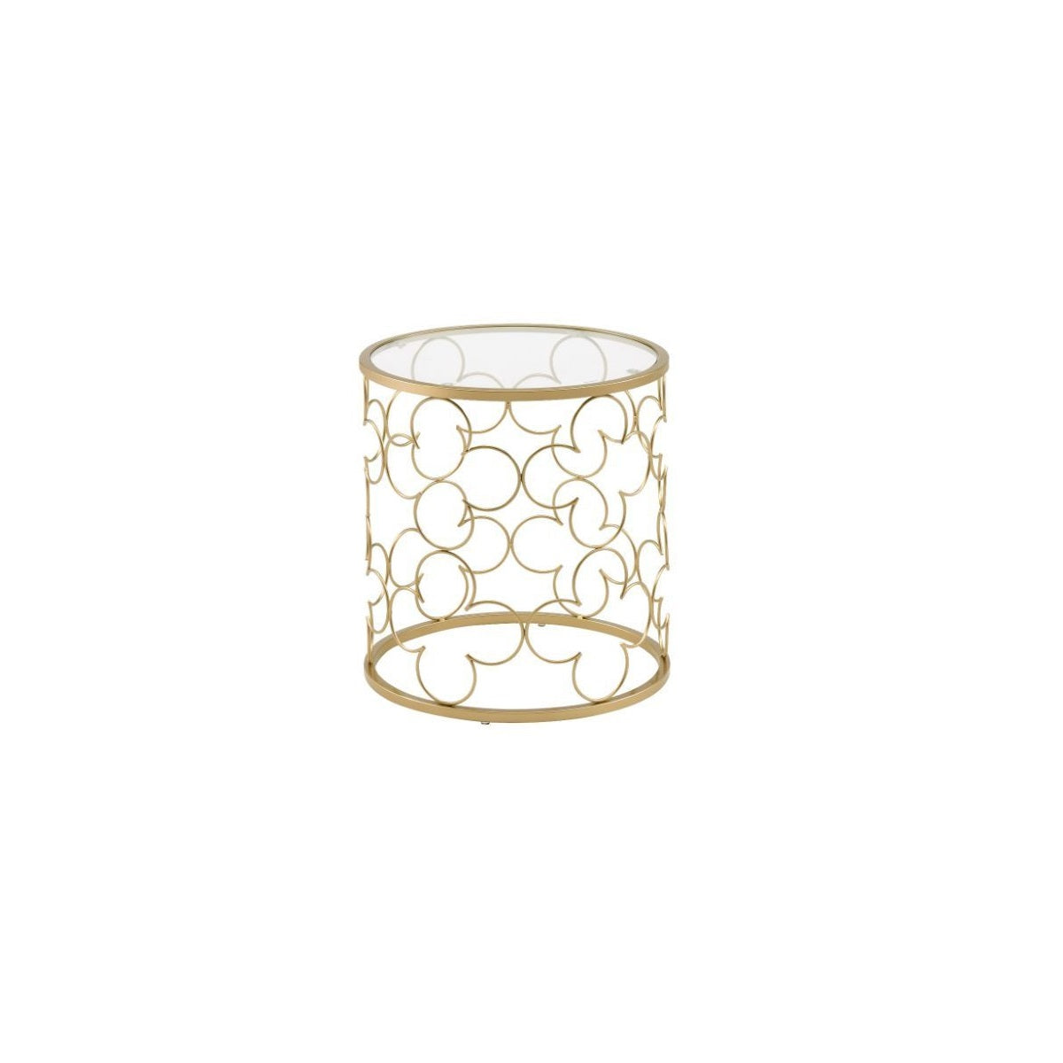 20" Gold And Clear Glass Round Nested Coffee Tables