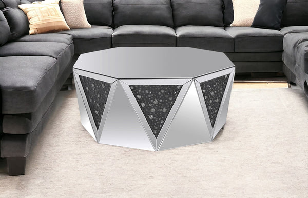 41 Silver Glass Octagon Mirrored Coffee Table