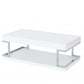 47" Chrome And White High Gloss Manufactured Wood And Metal Rectangular Coffee Table With Shelf