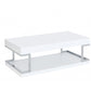 47" Chrome And White High Gloss Manufactured Wood And Metal Rectangular Coffee Table With Shelf