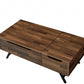 48" Walnut Rectangular Lift Top Coffee Table With Drawer
