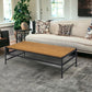 47" Black And Oak Solid Wood Rectangular Coffee Table With Shelf