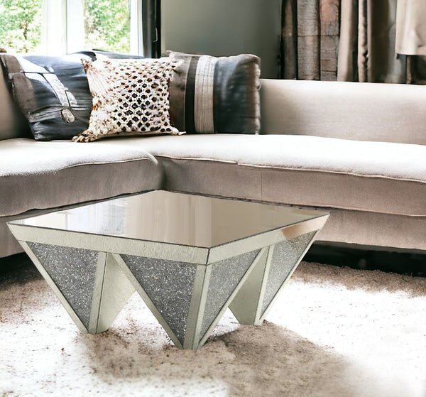 37 Silver Glass Square Mirrored Coffee Table