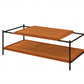 48" Black And Honey Oak Rectangular Coffee Table With Shelf