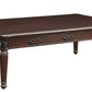 59" Espresso Solid Wood Rectangular Coffee Table