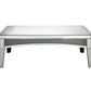 48" Silver Mirrored Glass and Faux Stone Bling Rectangular Coffee Table
