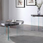 31" Clear Glass And Gray High Gloss Triangle Coffee Table