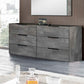 61" Grey Faux Marble Solid Manufactured Wood Six Drawer Double Dresser