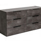 61" Grey Faux Marble Solid Manufactured Wood Six Drawer Double Dresser