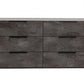 61" Grey Faux Marble Solid Manufactured Wood Six Drawer Double Dresser