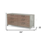 64" Brown Oak Grey Solid And Manufactured Wood Six Drawer Dresser