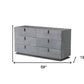 59" Gunmetal Grey Crackle Finish Six Drawer Double Dresser