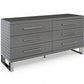 59" Grey Solid And Manufactured Wood Six Drawer Dresser