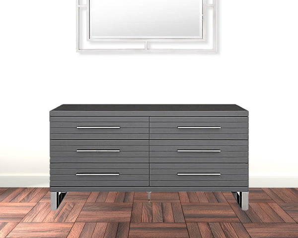 59 Grey Solid And Manufactured Wood Six Drawer Dresser