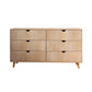 59" Natural Scoop Handle Six Drawer Double Dresser