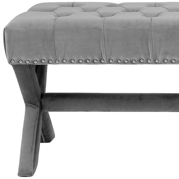 45 Gray Upholstered Velvet Bench