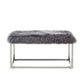 40" Gray And Silver Upholstered Faux Fur Bench