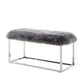 40" Gray And Silver Upholstered Faux Fur Bench