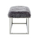 40" Gray And Silver Upholstered Faux Fur Bench