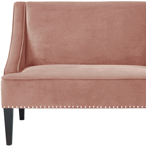 45 Blush And Brown Upholstered Velvet Bench