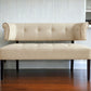 48" Beige and Dark Brown Upholstered Linen Bench