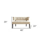 48" Beige and Dark Brown Upholstered Linen Bench