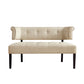 48" Beige and Dark Brown Upholstered Linen Bench