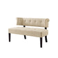 48" Beige and Dark Brown Upholstered Linen Bench