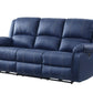 81" Blue Faux Leather Reclining USB Sofa With Black Legs