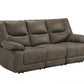 87" Gray Faux Leather Reclining USB Sofa With Black Legs