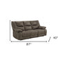 87" Gray Faux Leather Reclining USB Sofa With Black Legs