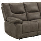 87" Gray Faux Leather Reclining USB Sofa With Black Legs