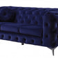 90" Blue Velvet Sofa With Silver Legs