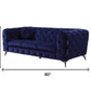 90" Blue Velvet Sofa With Silver Legs