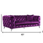 90" Purple Velvet Sofa With Silver Legs