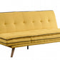 72" Yellow Linen Sofa With Brown Legs