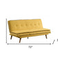 72" Yellow Linen Sofa With Brown Legs