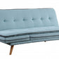 72" Blue Linen Sofa With Brown Legs