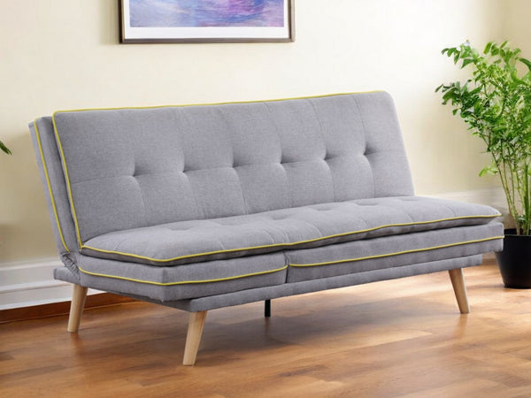 72 Gray Linen Sofa With Brown Legs