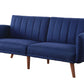 76" Blue Linen Sleeper Sofa With Wood Brown Legs