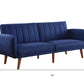 76" Blue Linen Sleeper Sofa With Wood Brown Legs