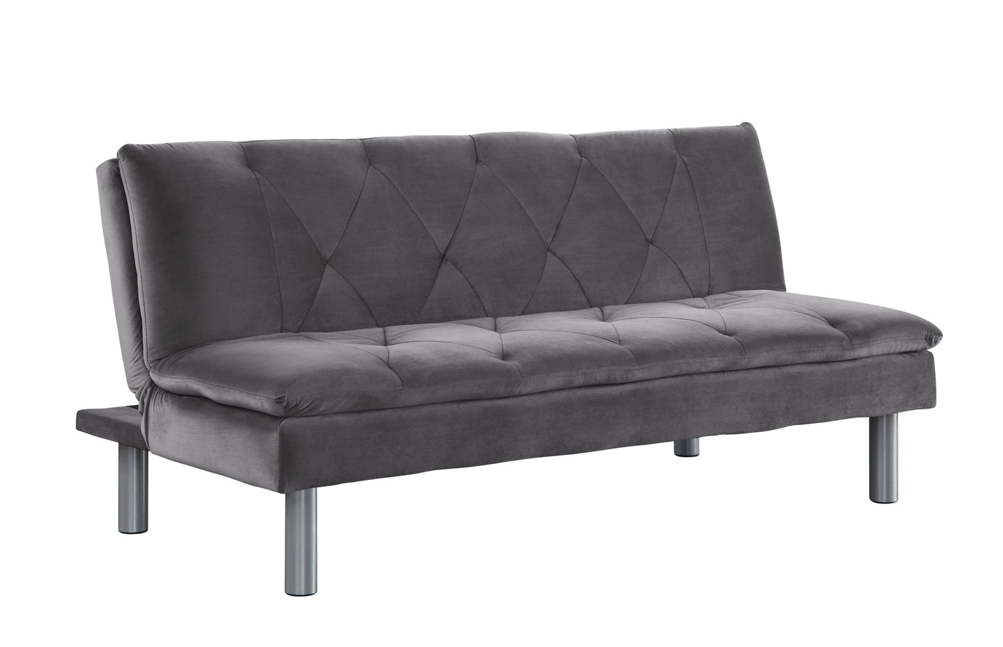 66" Gray Velvet Sleeper Sleeper Sofa With Silver Legs