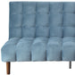 76" Teal Blue Velvet Sleeper Sofa With Wood Brown Legs